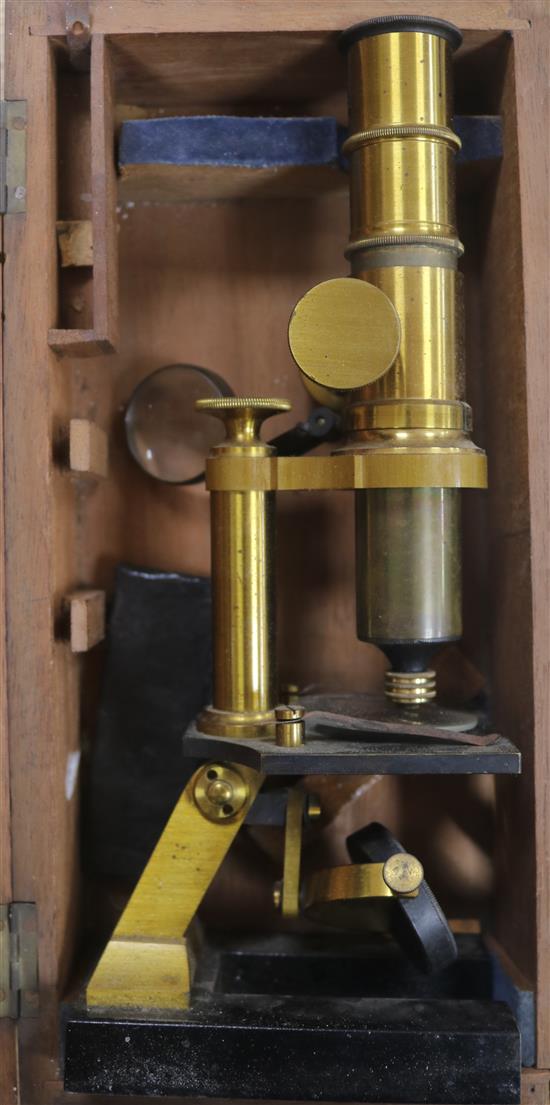 A cased microscope